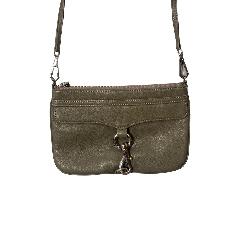 Rebecca Minkoff Mini MAC Crossbody Bag Gray Taupe Pebbled Leather Small Purse